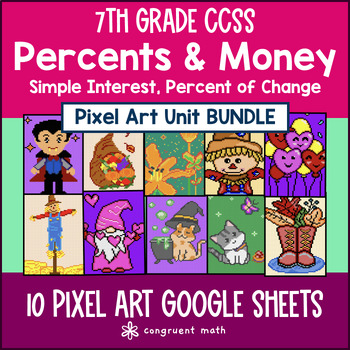 Percents & Money Pixel Art Unit BUNDLE
