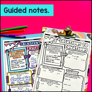 Solutions to Equations and Inequalities Guided Notes with Doodles — preview page 2 of 4