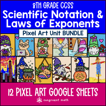 Thumbnail for Scientific Notation Pixel Art Unit BUNDLE | 8th Grade CCSS