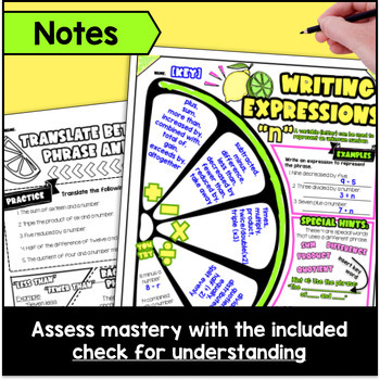 Writing Algebraic Expressions Guided Notes with Doodles — preview page 2 of 4