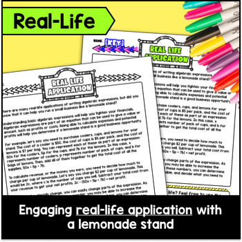 Writing Algebraic Expressions Guided Notes with Doodles — preview page 4 of 4