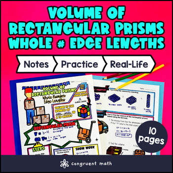 Volume of Rectangular Prisms Guided Notes w/ Doodles Whole Number Edge Lengths