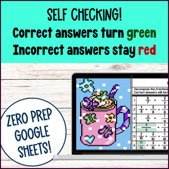 Equivalent Fractions Comparing Decomposing Fractions Pixel Art 4th Grade Bundle — preview page 3 of 4