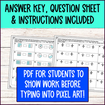 Equivalent Fractions Comparing Decomposing Fractions Pixel Art 4th Grade Bundle — preview page 4 of 4