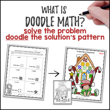 Power, Zero & Negative Exponent Rules Doodle Math & Color by Number Winter Math — preview page 2 of 4