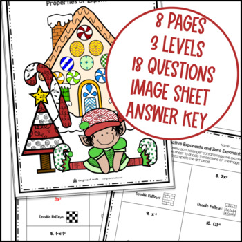 Power, Zero & Negative Exponent Rules Doodle Math & Color by Number Winter Math — preview page 4 of 4