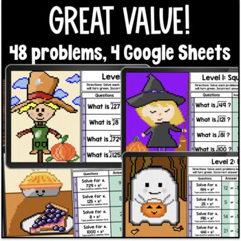 [Thanksgiving] Square & Cube Roots Pixel Art — preview page 2 of 4