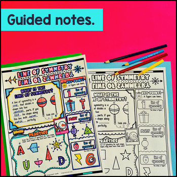 Line of Symmetry 4th Grade Guided Notes w Doodles Worksheets 4.G.A.3 Symmetrical — preview page 2 of 4