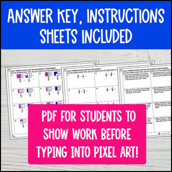 Adding Fractions with Like Denominators Digital Pixel Art Visual Models 4.NF.B.3 — preview page 4 of 4