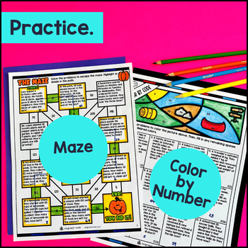 Multi-step Addition & Subtraction Word Problems Guided Notes Doodles 4th Grade — preview page 3 of 4