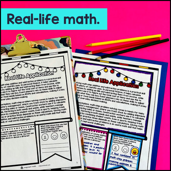 Multi-step Addition & Subtraction Word Problems Guided Notes Doodles 4th Grade — preview page 4 of 4