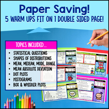 Data & Statistics 6th Grade Math Warm Ups — preview page 4 of 4
