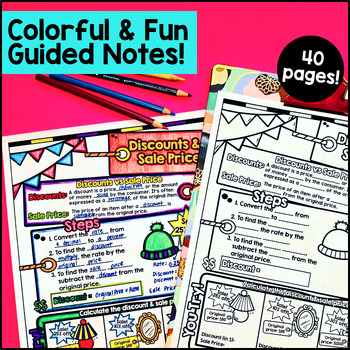 Percents, Simple Interest, Percent Change Guided Notes BUNDLE — preview page 2 of 4