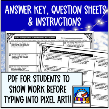 [Winter Math] Dividing Fractions Word Problems Digital Pixel Art — preview page 4 of 4
