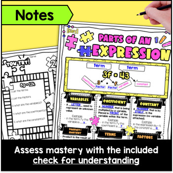 Identifying Parts of an Expression Guided Notes with Doodles — preview page 2 of 4