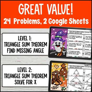 Triangle Sum Theorem Digital Pixel Art — preview page 2 of 4