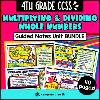 Thumbnail for Multiplying and Dividing Whole Numbers Word Problems Guided Notes | 4th Grade