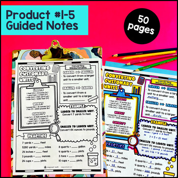 Customary and Metric Conversions Line Plots Guided Notes Pixel Art 4th Grade — preview page 2 of 4