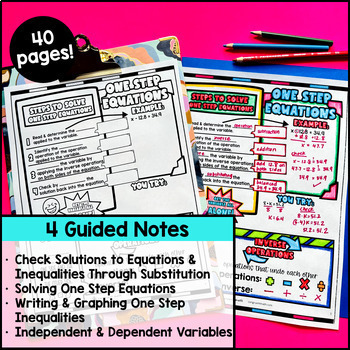 One Step Equations & One Step Inequalities Guided Notes BUNDLE — preview page 2 of 4