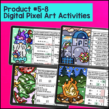 Number Patterns Factors Multiples 4th Grade Guided Notes Pixel Art Digital Print — preview page 4 of 4