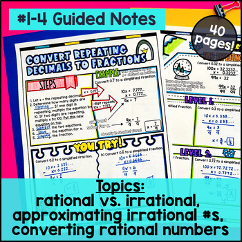 Rational and Irrational Numbers Guided Notes & Pixel Art — preview page 2 of 4
