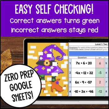 [Thanksgiving] Solving Two Step Equations Digital Pixel Art Integers Decimals — preview page 3 of 4