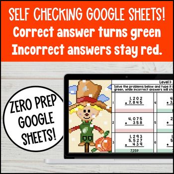 Add and Subtract Multi Digit Whole Numbers Halloween Digital Pixel Art 4th Grade — preview page 3 of 4
