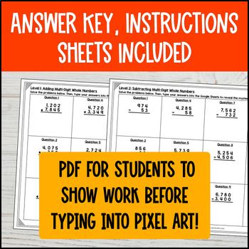 Add and Subtract Multi Digit Whole Numbers Halloween Digital Pixel Art 4th Grade — preview page 4 of 4