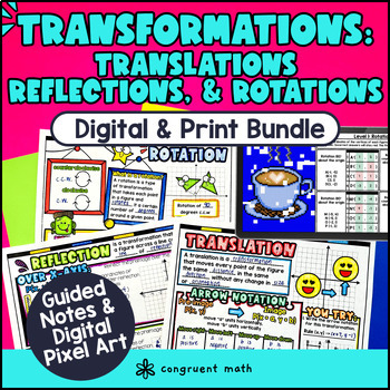 Rigid Transformations Translations Reflection & Rotations, Digital & Print Notes