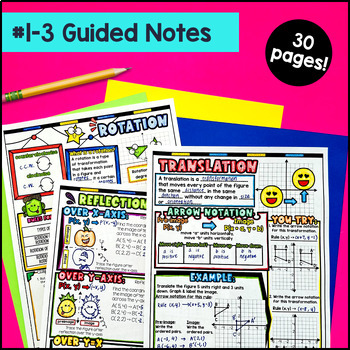 Rigid Transformations Translations Reflection & Rotations, Digital & Print Notes — preview page 2 of 4