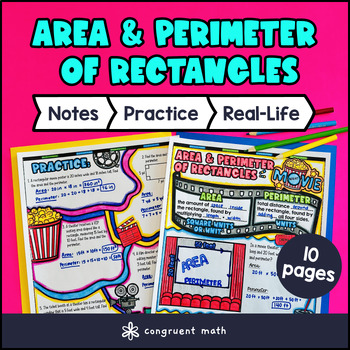 Thumbnail for Area and Perimeter of Rectangles Word Problems 4th Grade Guided Notes w Doodles
