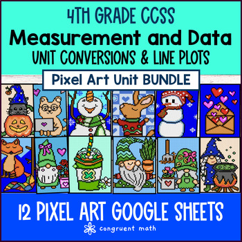 Thumbnail for Measurement and Data Unit Conversions Line Plots Pixel Art 4th Grade Unit Bundle