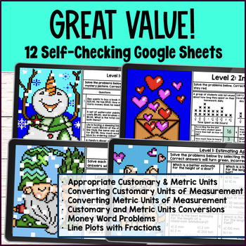 Measurement and Data Unit Conversions Line Plots Pixel Art 4th Grade Unit Bundle — preview page 2 of 4