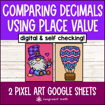 Comparing Decimals to Thousandths Place Digital Pixel Art