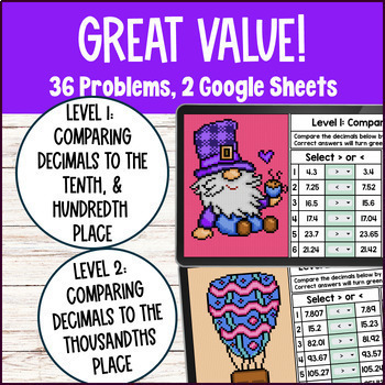Comparing Decimals to Thousandths Place Digital Pixel Art — preview page 2 of 4