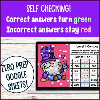 Comparing Decimals to Thousandths Place Digital Pixel Art — preview page 3 of 4