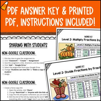 Thanksgiving Multiplying & Dividing Fractions Pixel Art Whole Numbers Fractions — preview page 4 of 4