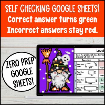 [Fall Thanksgiving] Area and Perimeter of Rectangles Digital Pixel Art 4th Grade — preview page 3 of 4
