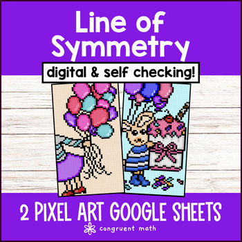 Thumbnail for Line of Symmetry 4th Grade Digital Pixel Art Geometry Google Sheets CCSS TEKS