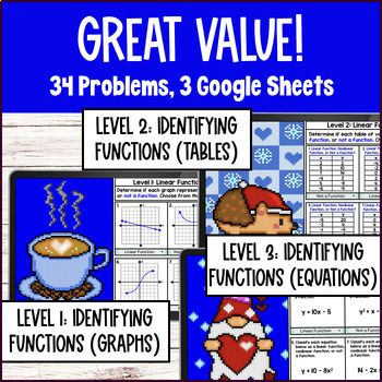 [Christmas] Identifying Functions Graphs Linear & Nonlinear Functions Pixel Art — preview page 2 of 4