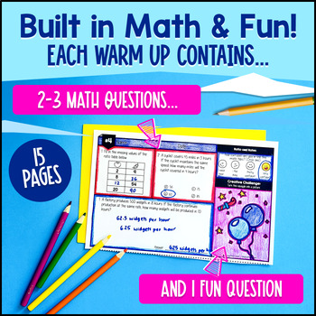 Ratios and Rates, Percentages, Measurement Conversions 6th Grade Math Warm Ups — preview page 2 of 4