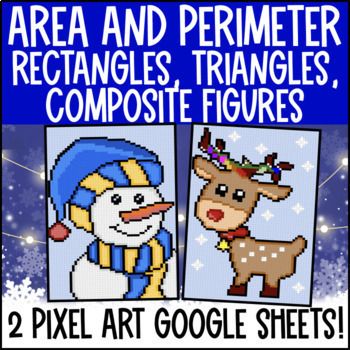 [Christmas] Area and Perimeter of Composite Figures Compound Digital Pixel Art