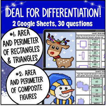 [Christmas] Area and Perimeter of Composite Figures Compound Digital Pixel Art — preview page 2 of 4
