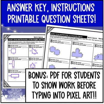[Christmas] Area and Perimeter of Composite Figures Compound Digital Pixel Art — preview page 4 of 4