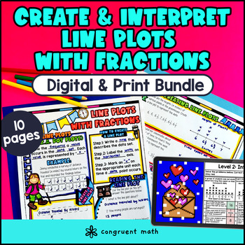 Line Plots with Fractions Guided Notes & Pixel Art
