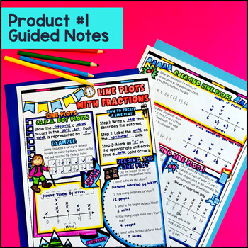 Line Plots with Fractions Guided Notes & Pixel Art — preview page 2 of 4