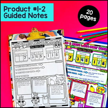 Place Value 4th Grade Write Compare Round Whole Number Guided Notes & Pixel Art — preview page 2 of 4