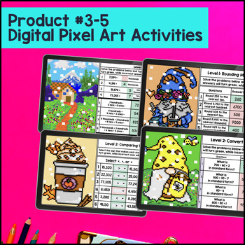 Place Value 4th Grade Write Compare Round Whole Number Guided Notes & Pixel Art — preview page 4 of 4