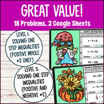 Solving One Step Inequalities Digital Pixel Art — preview page 2 of 4