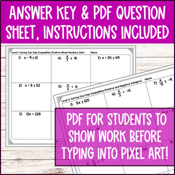 Solving One Step Inequalities Digital Pixel Art — preview page 4 of 4